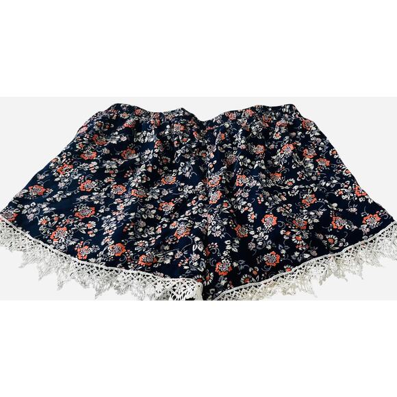 CHARLOTTE RUE HIGH-RISE SHORT LENGTH DRESSY SHORTS, WOMENS, S-NAVY-ORANGE PURPLE - Picture 5 of 11